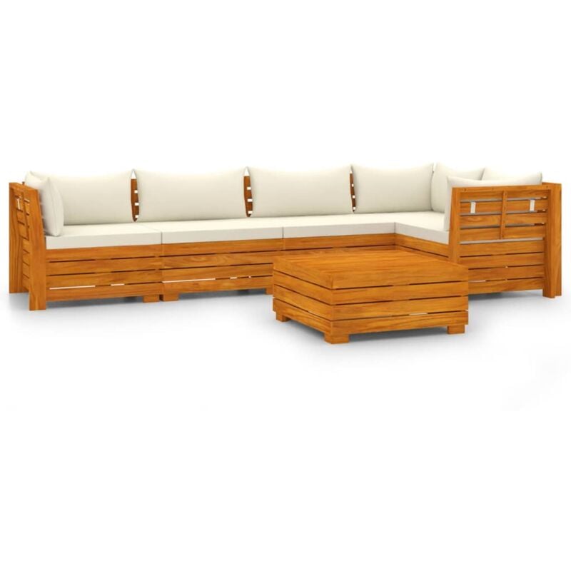 

Muebles de jardín 6 piezas con cojines madera maciza de acacia - Marrón - Vidaxl