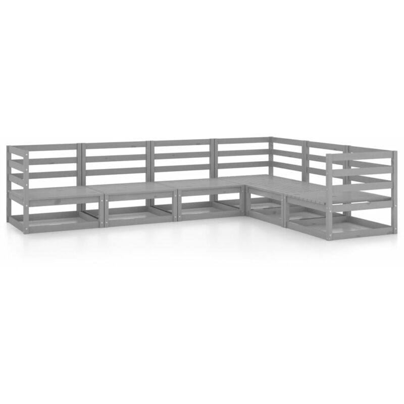 

vidaXL Muebles de jardín 6 piezas gris madera de pino maciza - Gris