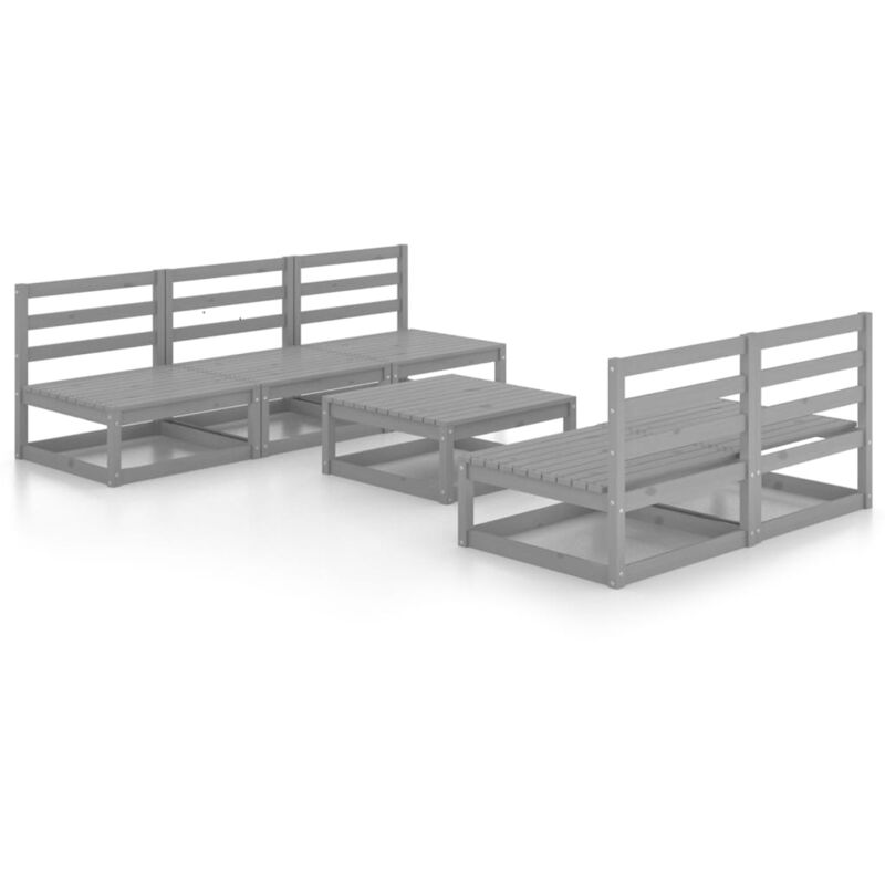 

vidaXL Muebles de jardín 6 piezas gris madera de pino maciza - Gris