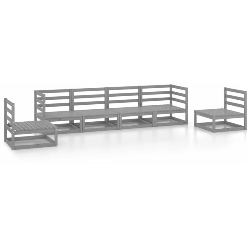 

vidaXL Muebles de jardín 6 piezas gris madera de pino maciza - Gris