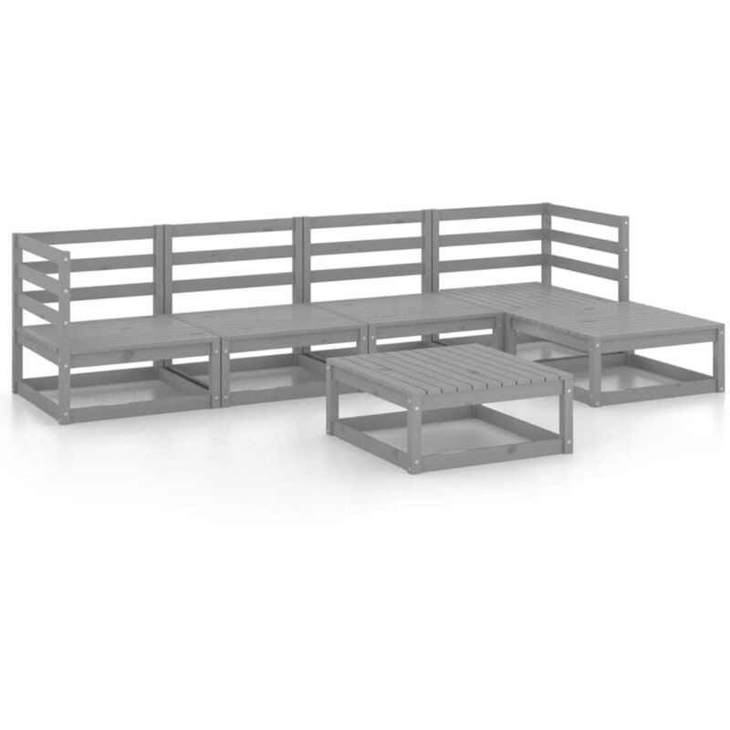 

Vidaxl - Muebles de jardín 6 piezas gris madera de pino maciza - Gris