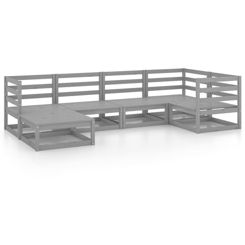 

vidaXL Muebles de jardín 6 piezas gris madera de pino maciza - Gris