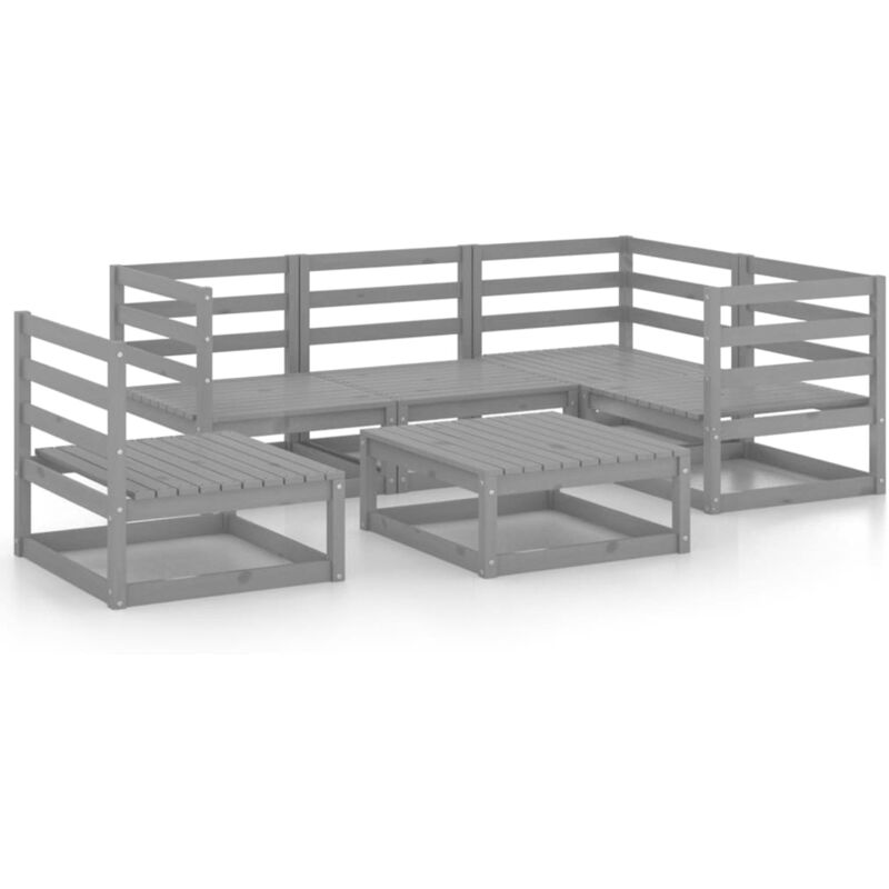 

Vidaxl - Muebles de jardín 6 piezas gris madera de pino maciza - Gris