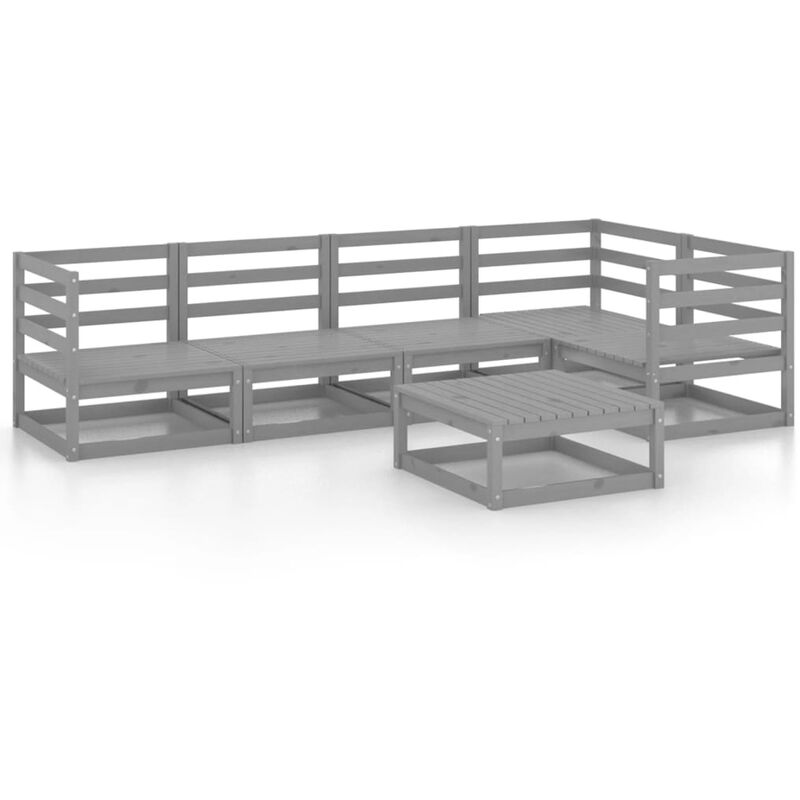 

Vidaxl - Muebles de jardín 6 piezas gris madera de pino maciza - Gris