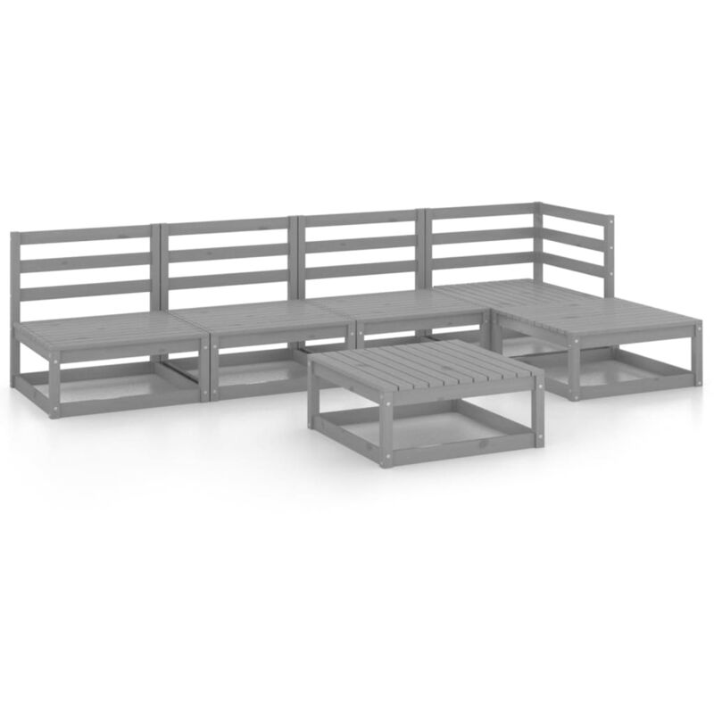 

Vidaxl - Muebles de jardín 6 piezas gris madera maciza de pino - Gris