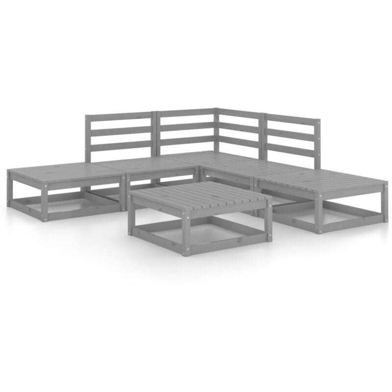 

Vidaxl - Muebles de jardín 6 piezas gris madera maciza de pino - Gris