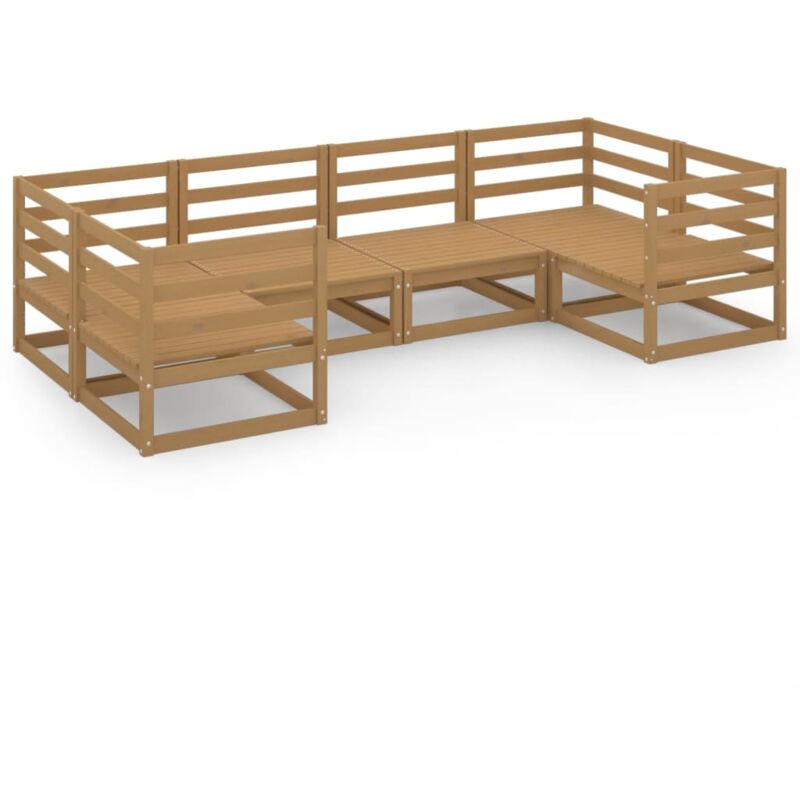 

Muebles de jardín 6 piezas madera maciza de pino - Marrón - Vidaxl