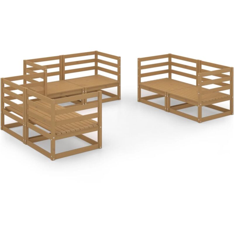 

Vidaxl - Muebles de jardín 6 piezas marrón miel madera maciza de pino - Marrón