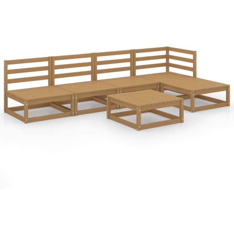

vidaXL Muebles de jardín 6 piezas marrón miel madera maciza de pino - Marrón