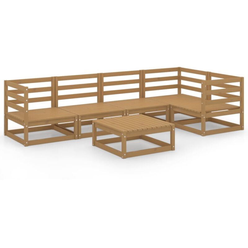 

Vidaxl - Muebles de jardín 6 piezas marrón miel madera maciza de pino - Marrón