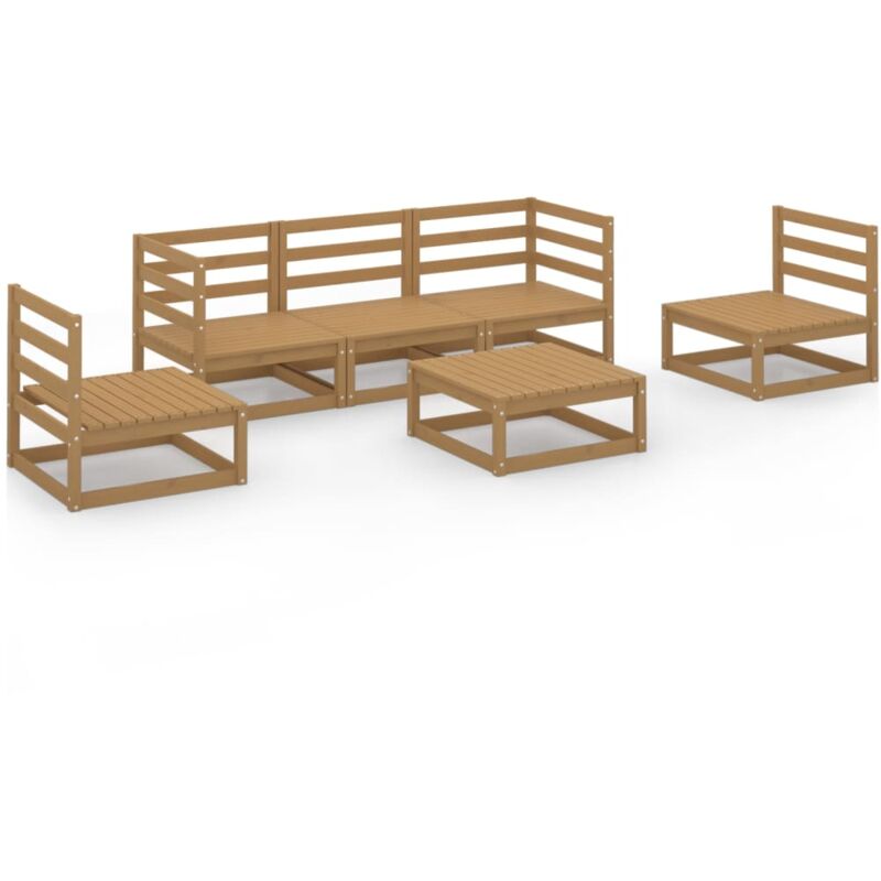 

Muebles de jardín 6 piezas marrón miel madera maciza de pino - Marrón - Vidaxl