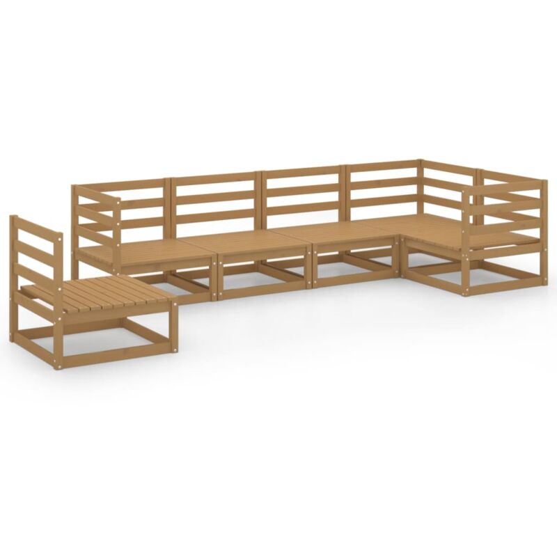 

Muebles de jardín 6 piezas marrón miel madera maciza de pino - Marrón - Vidaxl