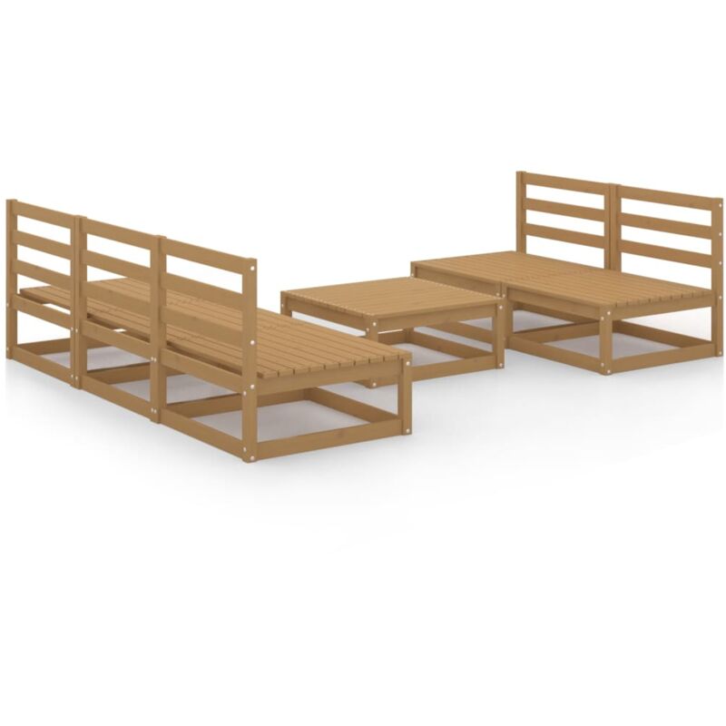 

Vidaxl - Muebles de jardín 6 piezas marrón miel madera maciza de pino - Marrón