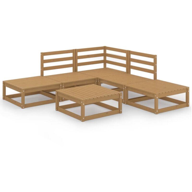 

vidaXL Muebles de jardín 6 piezas marrón miel madera maciza de pino - Marrón