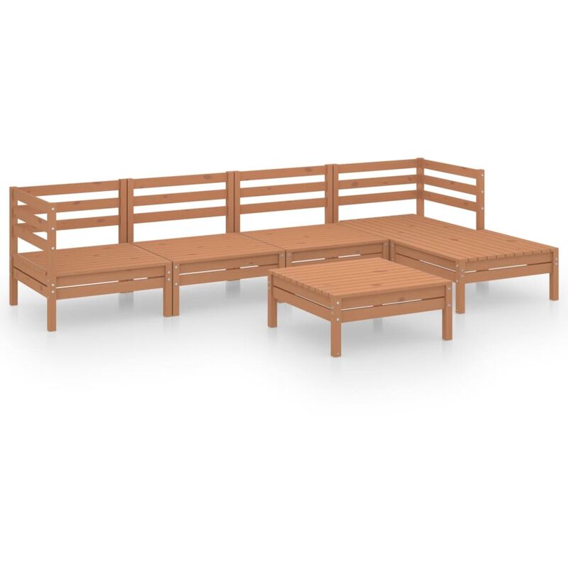 

vidaXL Muebles de jardín 6 piezas marrón miel madera maciza de pino - Marrón
