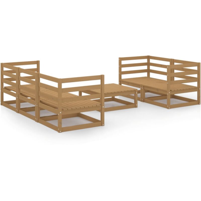 

vidaXL Muebles de jardín 6 piezas marrón miel madera madera de pino - Marrón