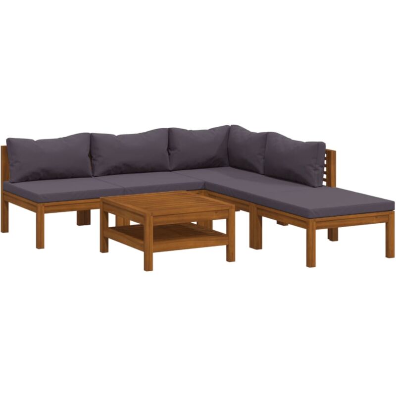 

Muebles de jardín 6 pzas cojines madera maciza de acacia - Marrón - Vidaxl