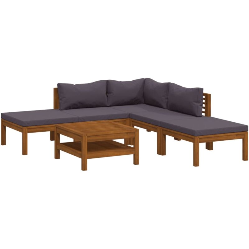 

Muebles de jardín 6 pzas cojines madera maciza de acacia - Marrón - Vidaxl