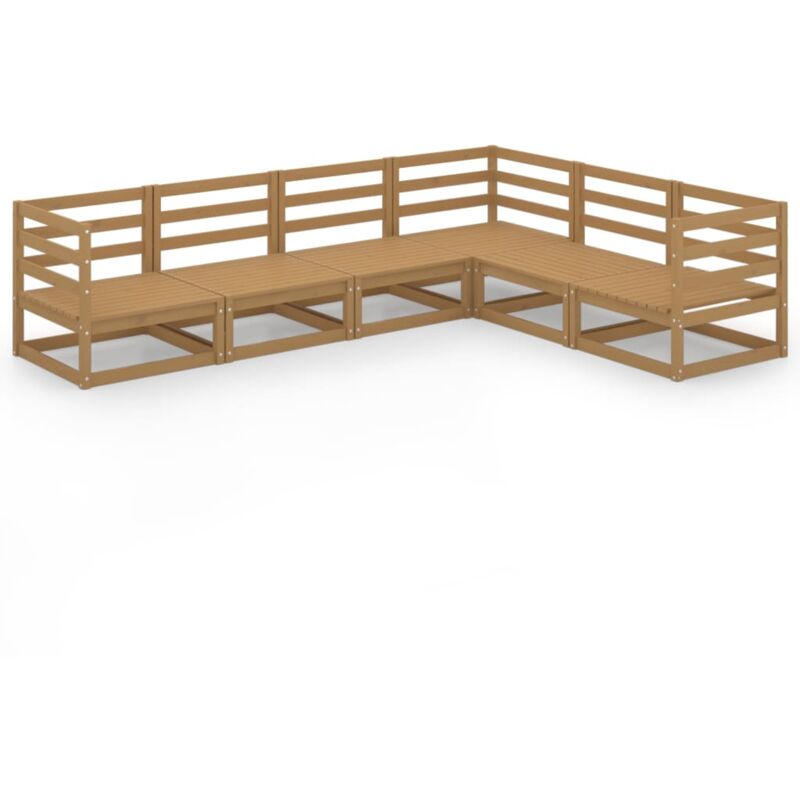 

Muebles de jardín 6 pzas y cojines marrón miel madera pino - Marrón - Vidaxl