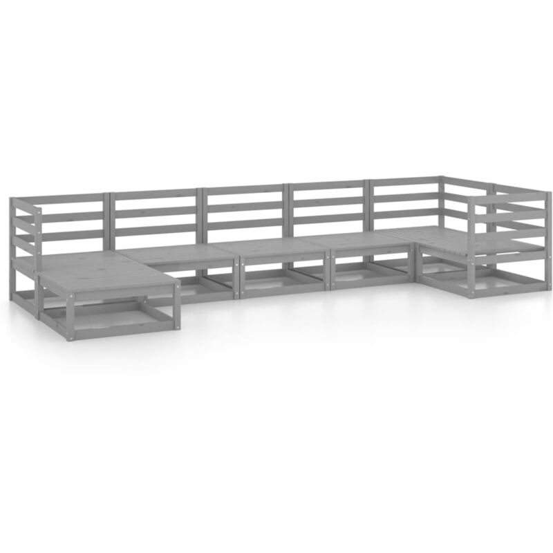 

Vidaxl - Muebles de jardín 7 piezas gris madera de pino maciza - Gris