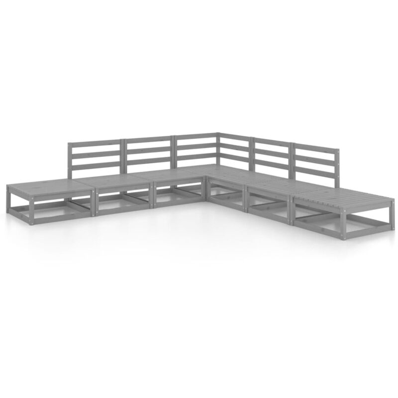 

Vidaxl - Muebles de jardín 7 piezas gris madera maciza de pino - Gris