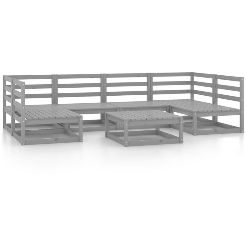 

Vidaxl - Muebles de jardín 7 piezas madera maciza de pino - Gris