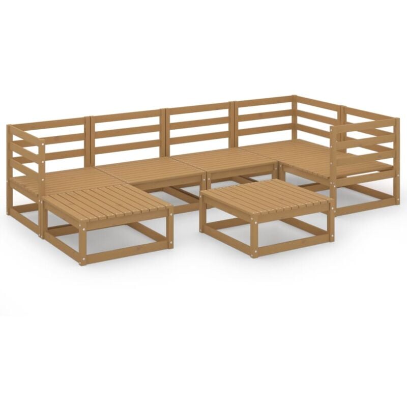 

Vidaxl - Muebles de jardín 7 piezas marrón miel madera maciza de pino - Marrón
