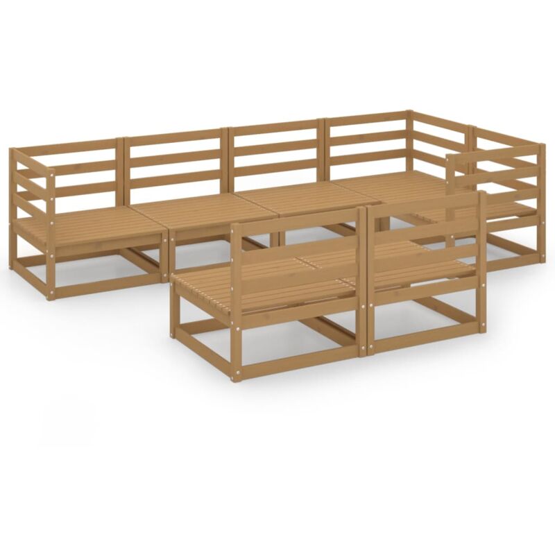 

Muebles de jardín 7 piezas marrón miel madera maciza de pino - Marrón - Vidaxl