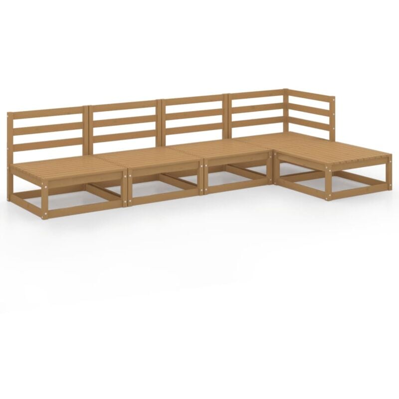 

Muebles de jardín 7 piezas marrón miel madera maciza de pino - Marrón - Vidaxl