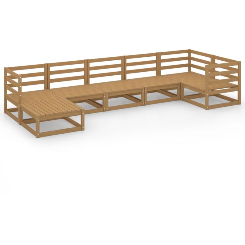 

Muebles de jardín 7 piezas marrón miel madera maciza de pino - Marrón - Vidaxl