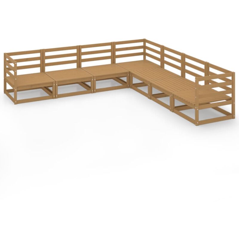 

Muebles de jardín 7 piezas marrón miel madera maciza de pino - Marrón - Vidaxl