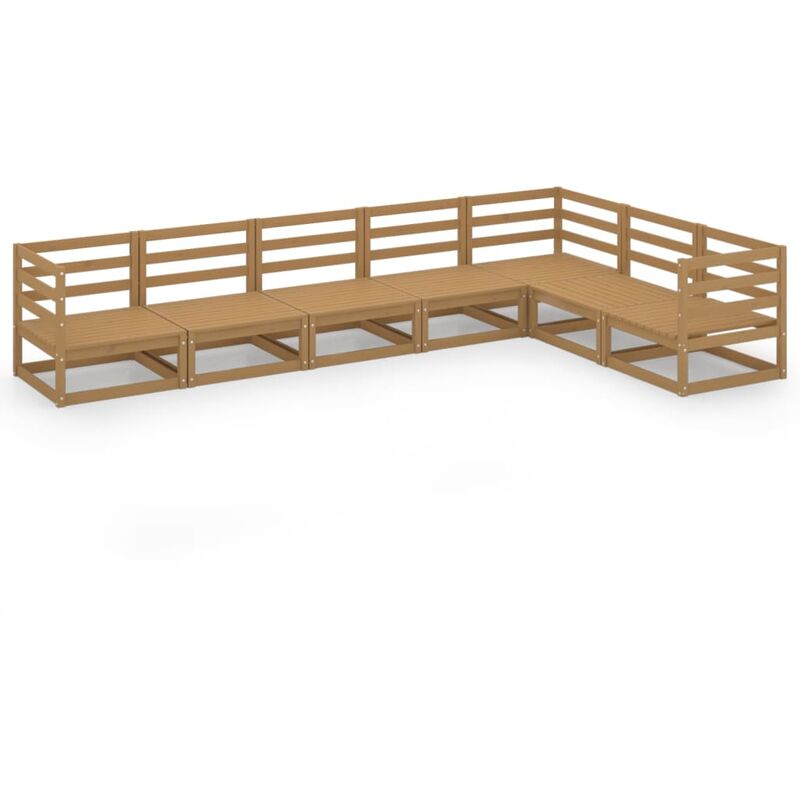 

Muebles de jardín 7 piezas marrón miel madera maciza de pino - Marrón - Vidaxl