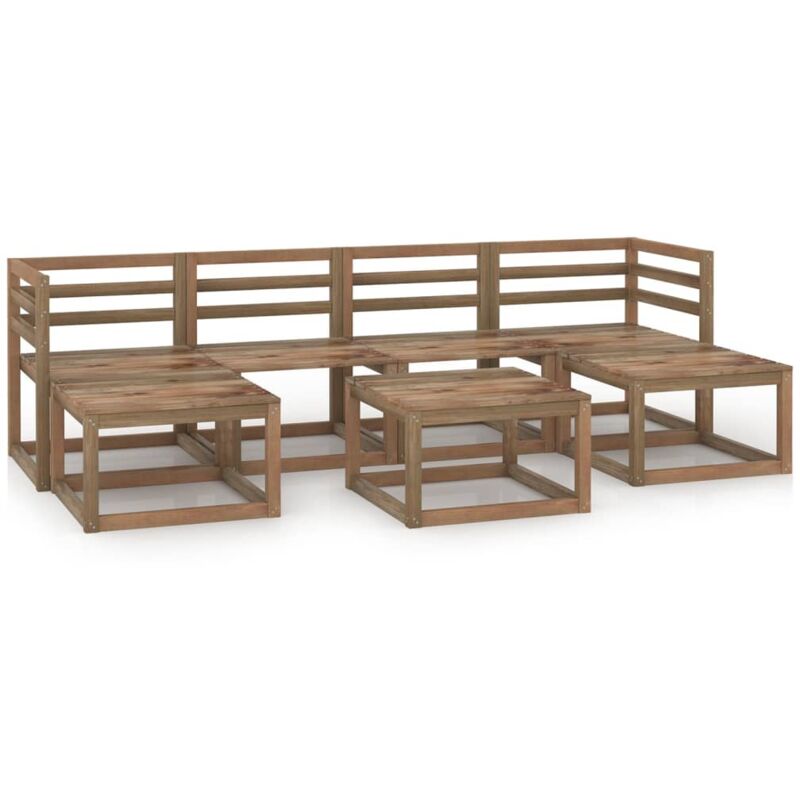 

vidaXL Muebles de jardín 7 pzas madera de pino impregnado marrón - Marrón