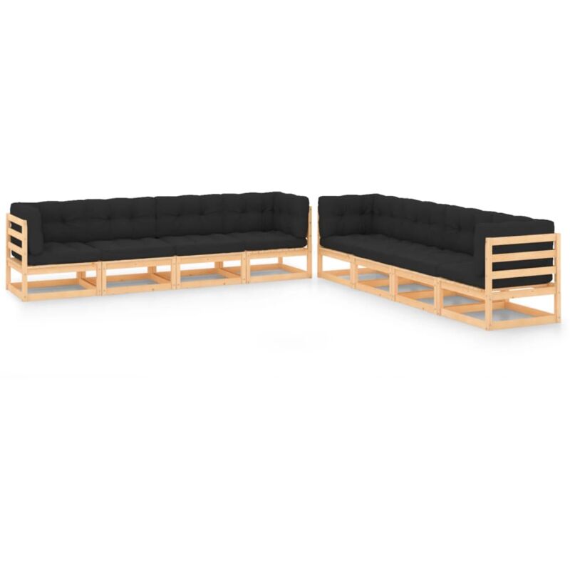 

vidaXL Muebles de jardín 8 piezas con cojines antracita madera pino - Marrón