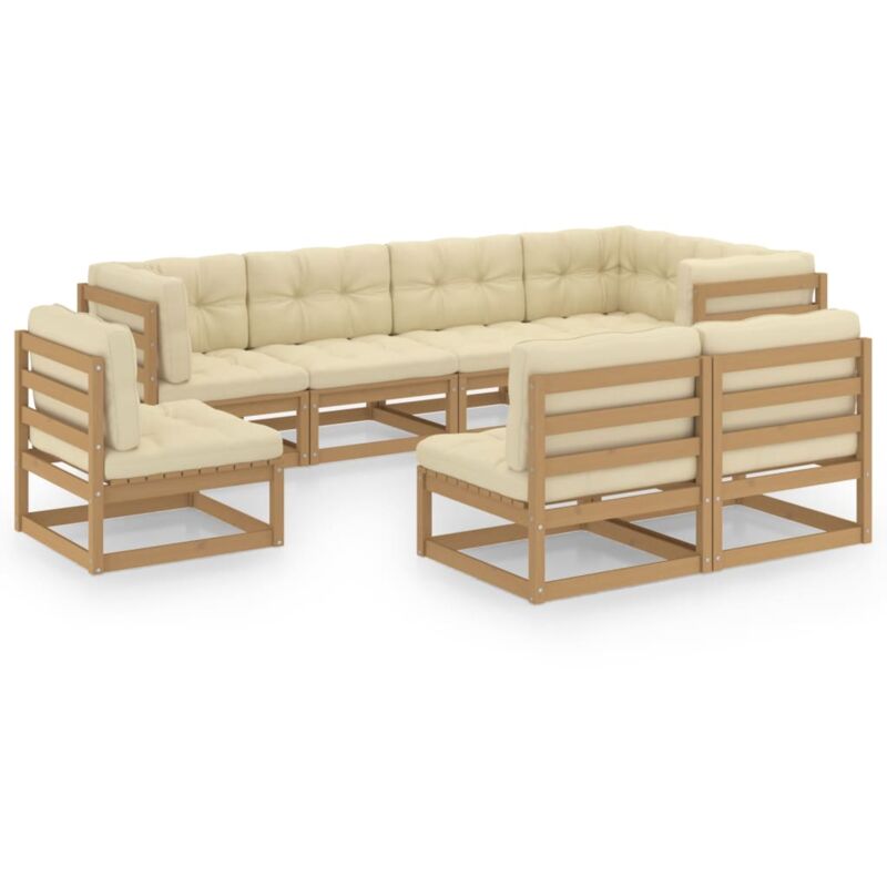 

Vidaxl - Muebles de jardín 8 piezas con cojines de madera de pino maciza - Marrón