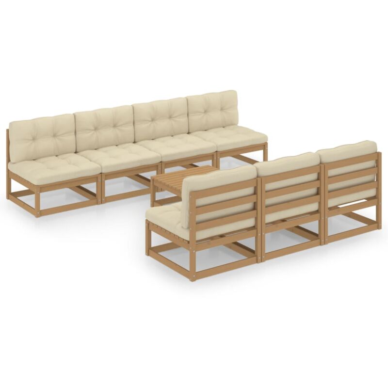 

vidaXL Muebles de jardín 8 piezas con cojines de madera de pino maciza - Marrón
