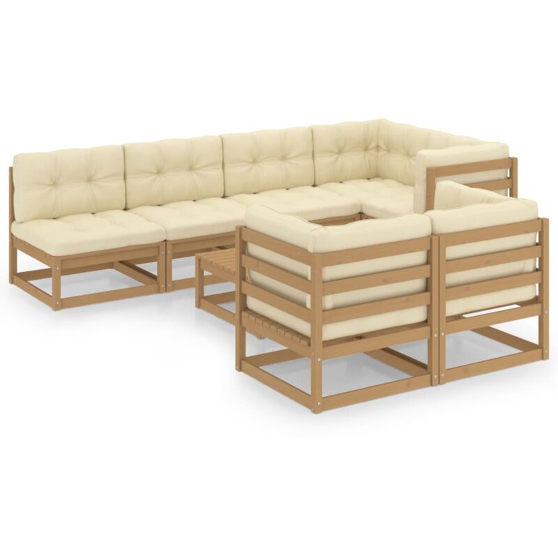 

vidaXL Muebles de jardín 8 piezas con cojines de madera de pino maciza - Marrón