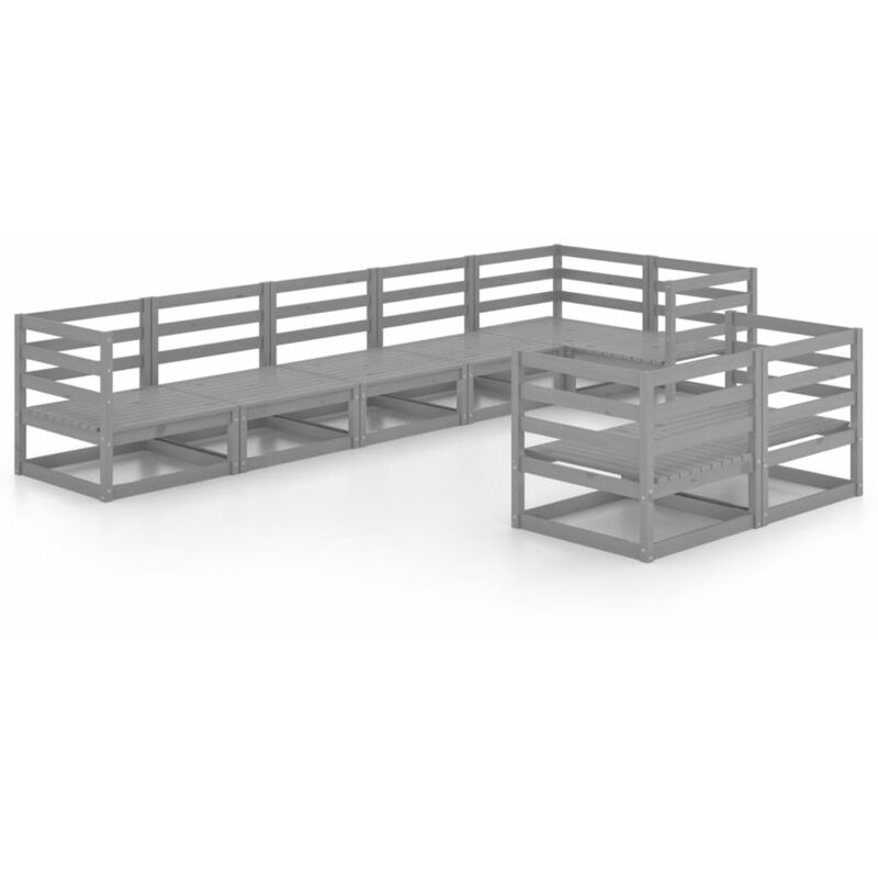 

vidaXL Muebles de jardín 8 piezas gris madera de pino maciza - Gris