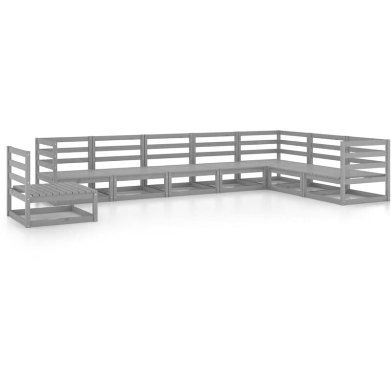 

vidaXL Muebles de jardín 8 piezas gris madera de pino maciza - Gris
