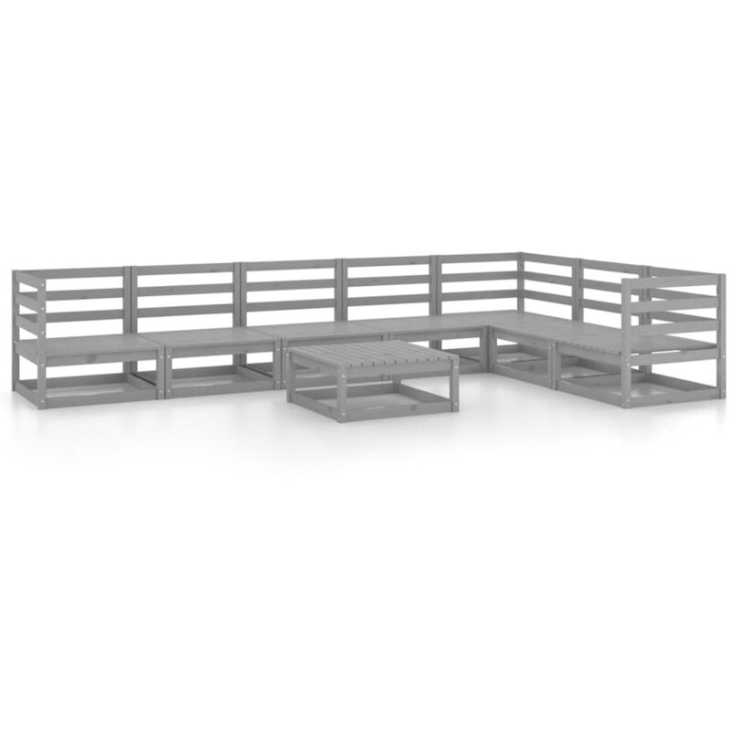 

vidaXL Muebles de jardín 8 piezas gris madera de pino maciza - Gris