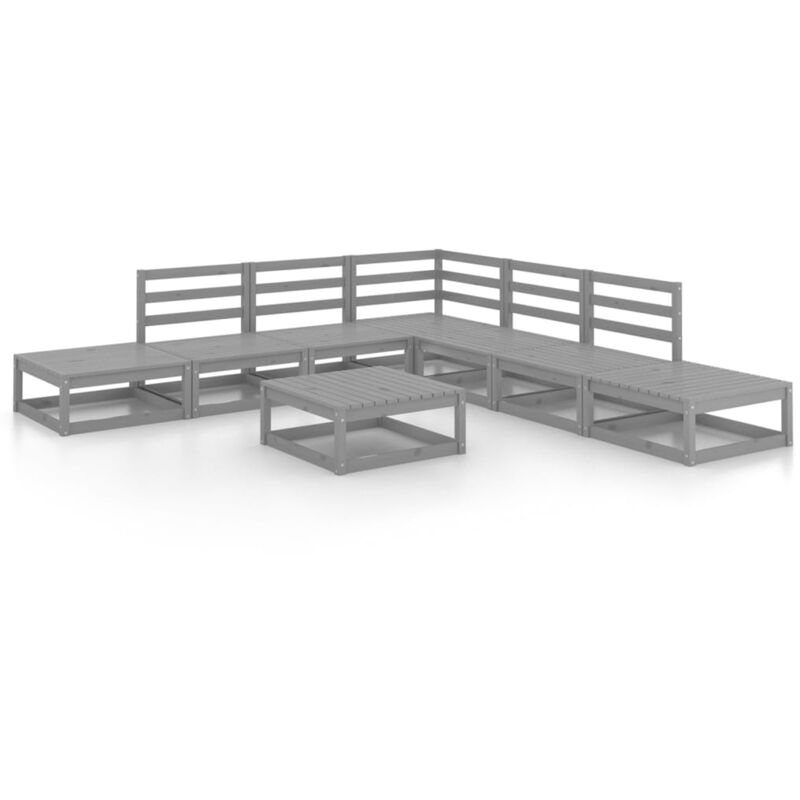 

Vidaxl - Muebles de jardín 8 piezas gris madera de pino maciza - Gris