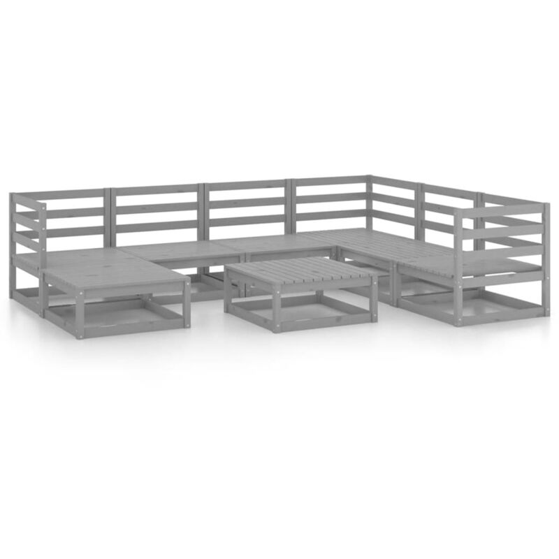 

Vidaxl - Muebles de jardín 8 piezas gris madera de pino maciza - Gris
