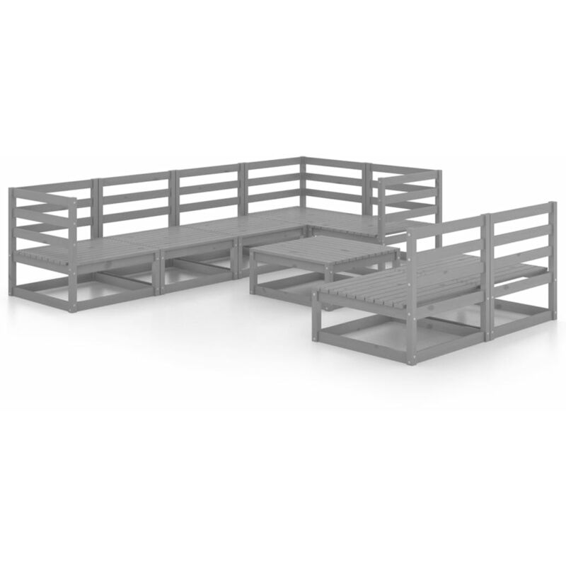 

Vidaxl - Muebles de jardín 8 piezas gris madera de pino maciza - Gris