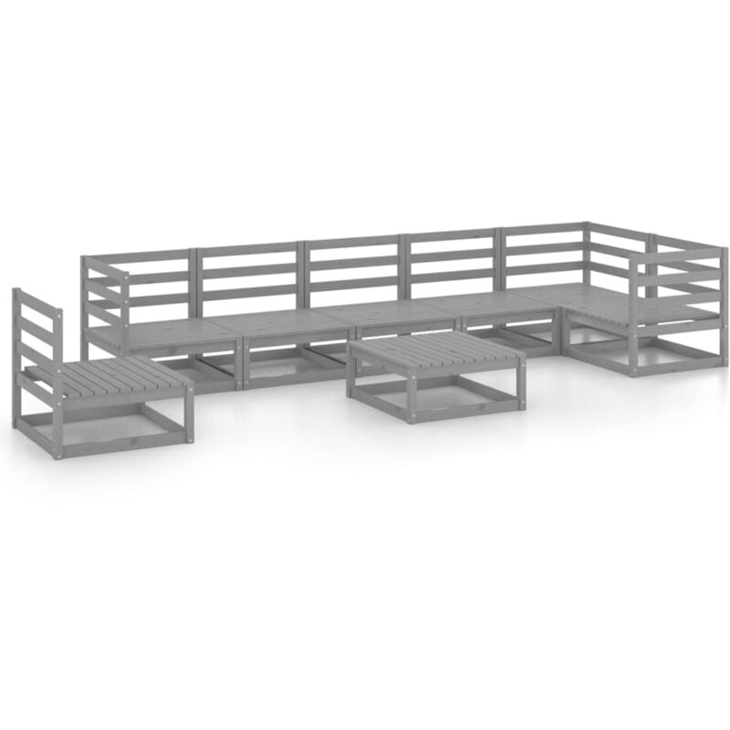 

Vidaxl - Muebles de jardín 8 piezas gris madera de pino maciza - Gris