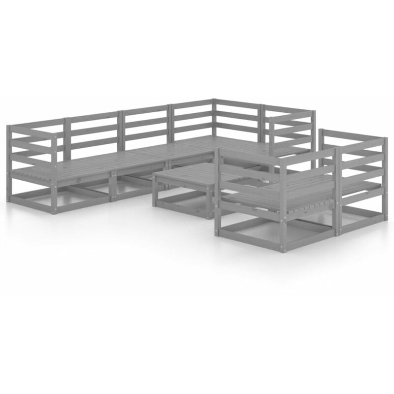 

Vidaxl - Muebles de jardín 8 piezas gris madera de pino maciza - Gris