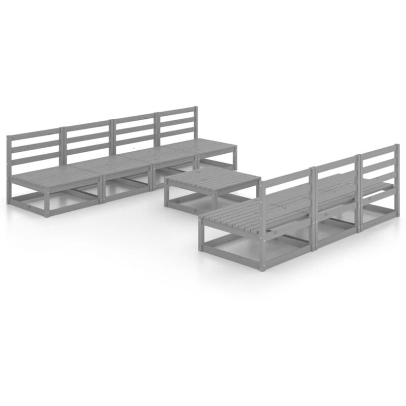 

vidaXL Muebles de jardín 8 piezas gris madera maciza de pino - Gris