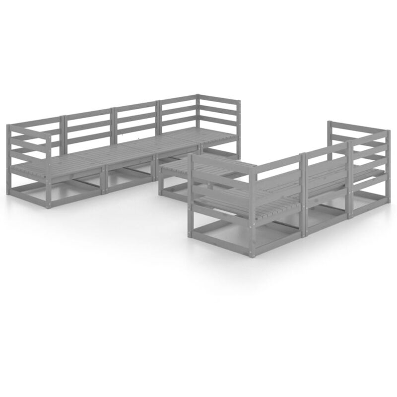 

vidaXL Muebles de jardín 8 piezas gris madera maciza de pino - Gris