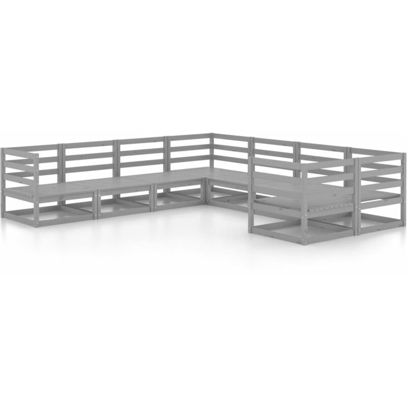 

vidaXL Muebles de jardín 8 piezas madera de pino maciza - Gris