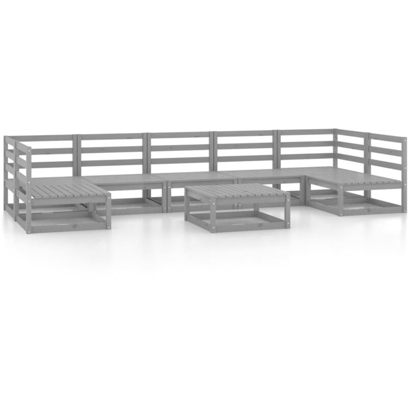 

Vidaxl - Muebles de jardín 8 piezas madera maciza de pino - Gris