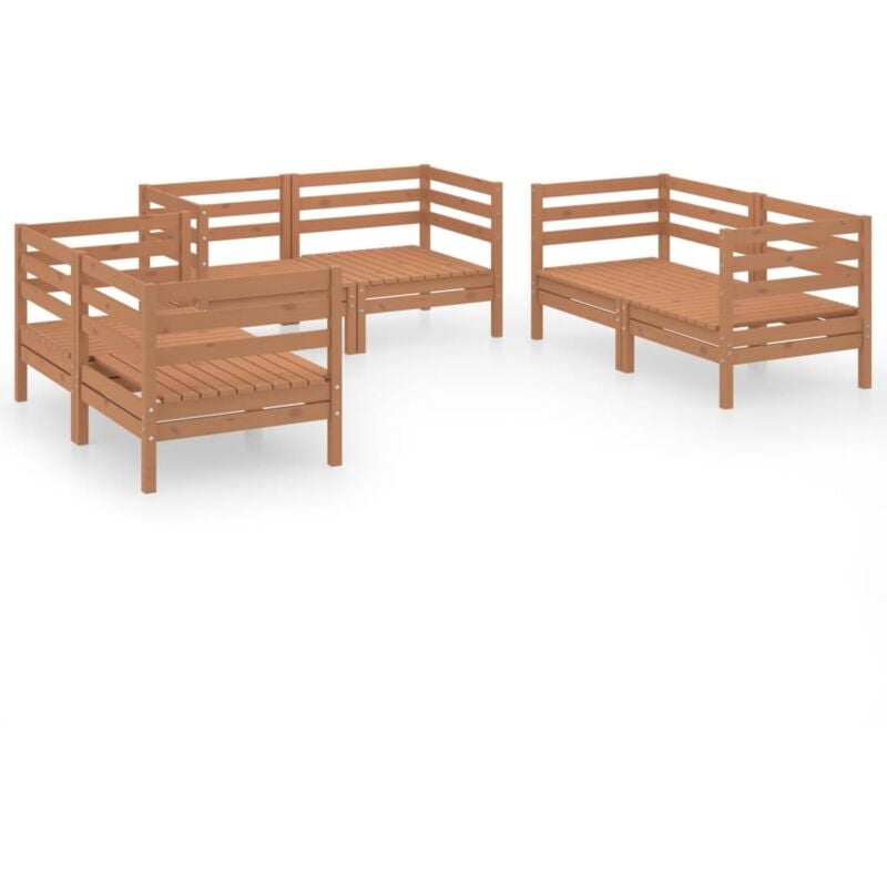 

vidaXL Muebles de jardín 8 piezas marrón miel madera maciza de pino - Marrón